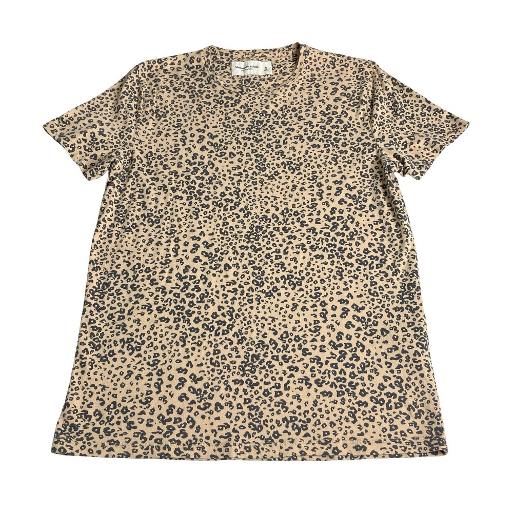 Abercrombie & Fitch Soft A&F Leopard Print Tee Shirt Womens Small Cotton Preppy